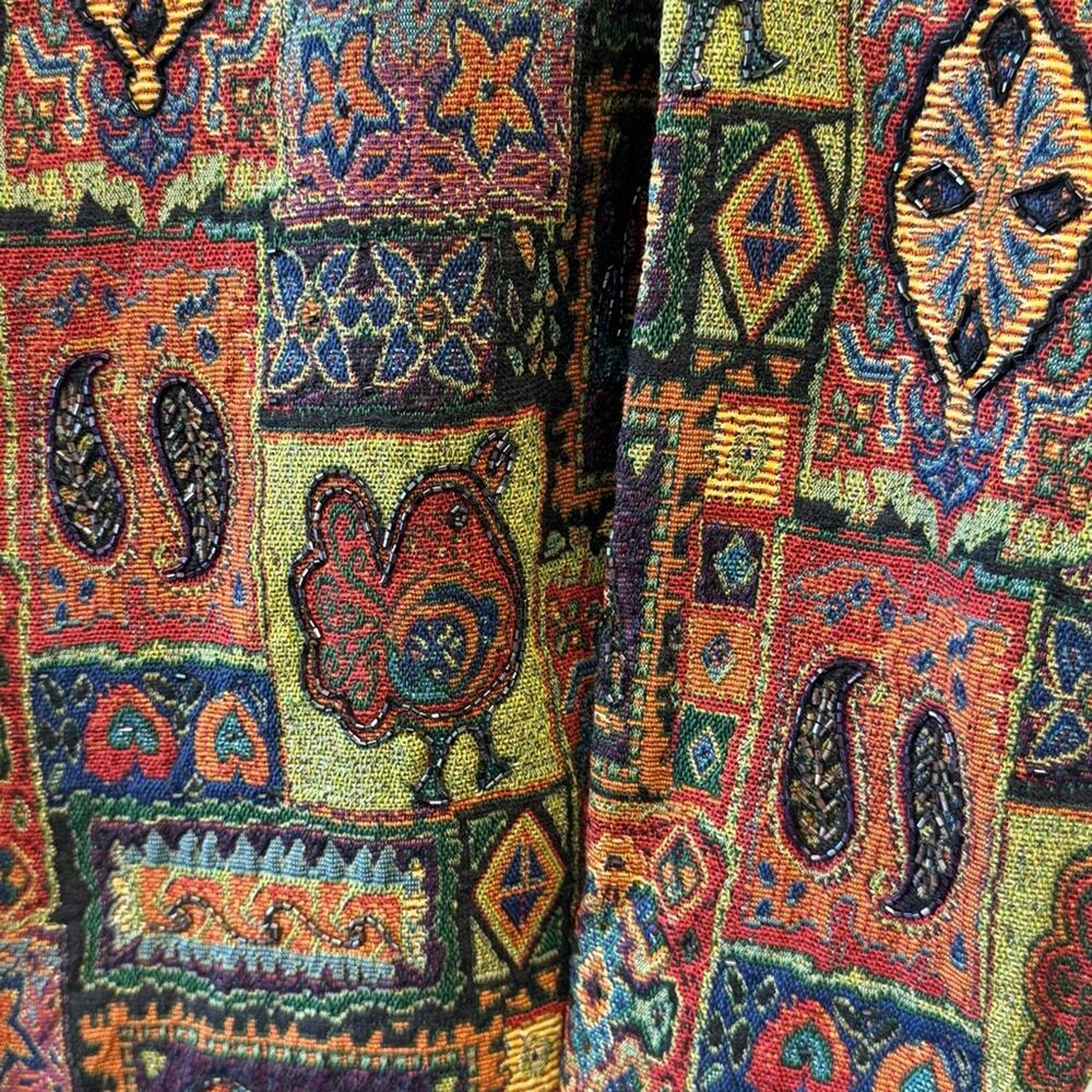 Chico’s Vintage Tapestry Sequin Patchwork Jacket Shaket Medium - Picture 7 of 13